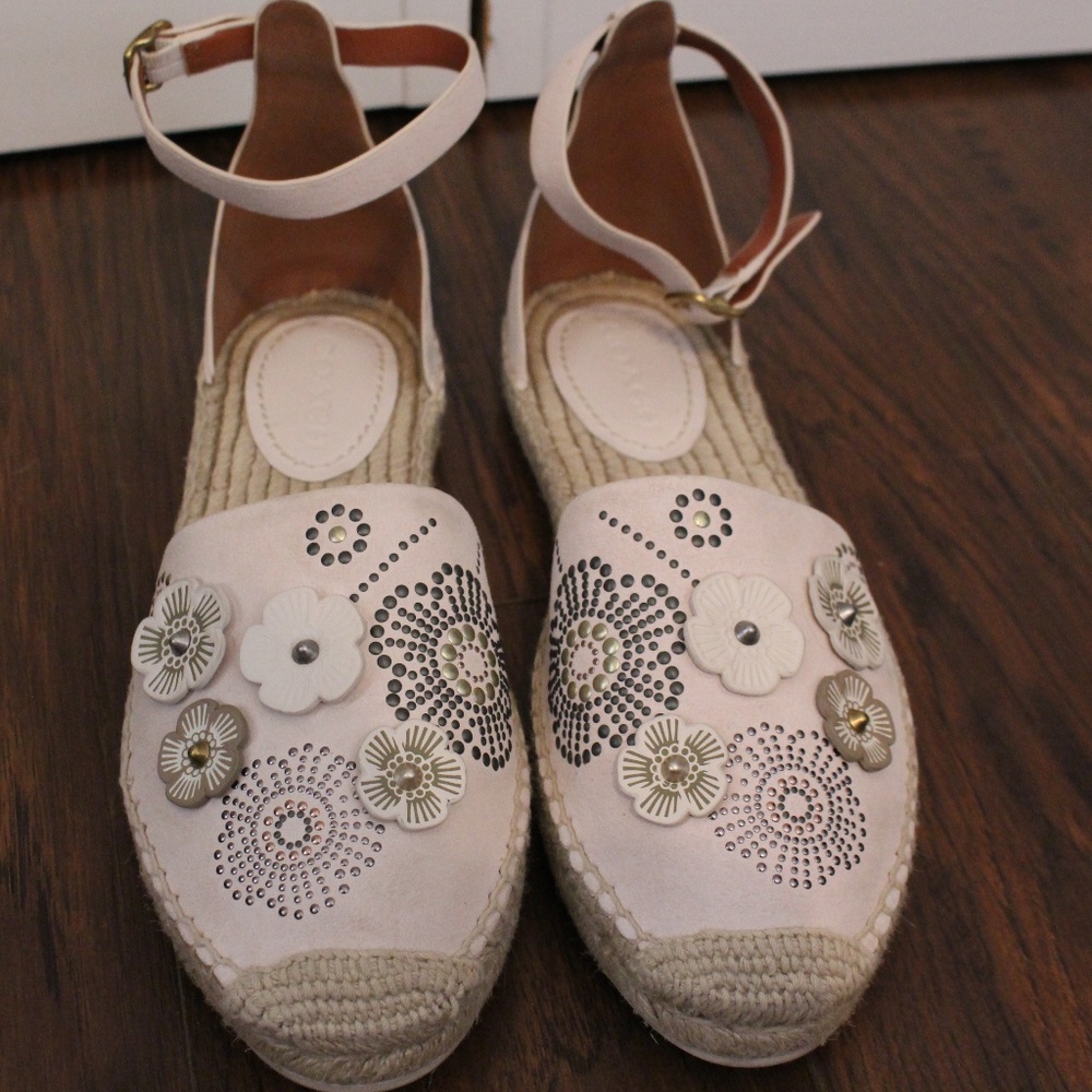 Coach Astor Chalk White Ankle Strap Espadrille